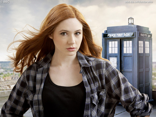 Karen Gillan as Amy Pond (pictured with the old TARDIS prop)