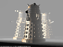 Three Daleks in the mist from the new series of Doctor Who