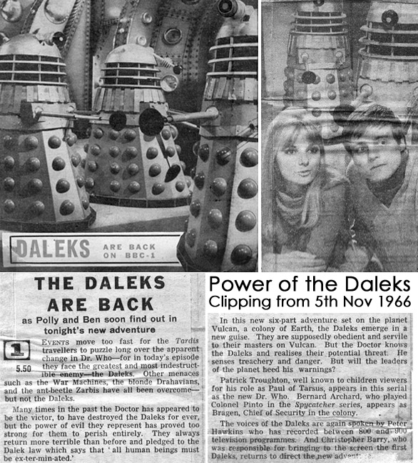 Power of the Daleks Radio Times Clipping
