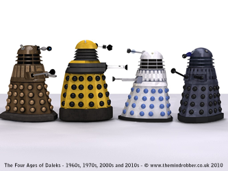 Comparison of old and new Daleks with 2010 Daleks