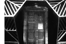 TARDIS with flipped sign in Evil of the Daleks